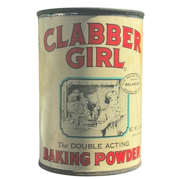 Vintage Clabber Girl Baking Powder Tin Can Advertising Collectible 10 oz - Picture 1 of 6